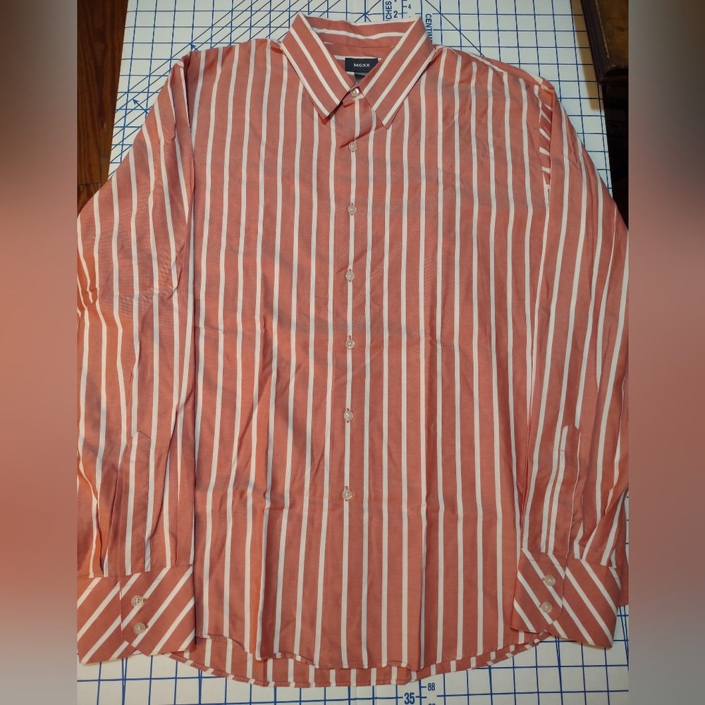 Mexx Button Up Dress Shirt XL Red/White Stripes